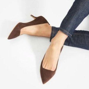 NEW Unworn Everlane Editor Kitten Heel Brown Suede 5.5